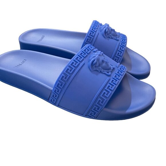 Versace Men's Royal Blue Medusa Sandals Pool Slides, sz 43, 46 - Picture 6 of 14